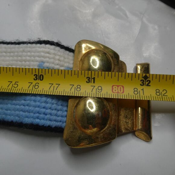 Vintage Handmade Belt Hippie Boho Rainbow Sun Clouds Sky Needlepoint Metal - Picture 9 of 9